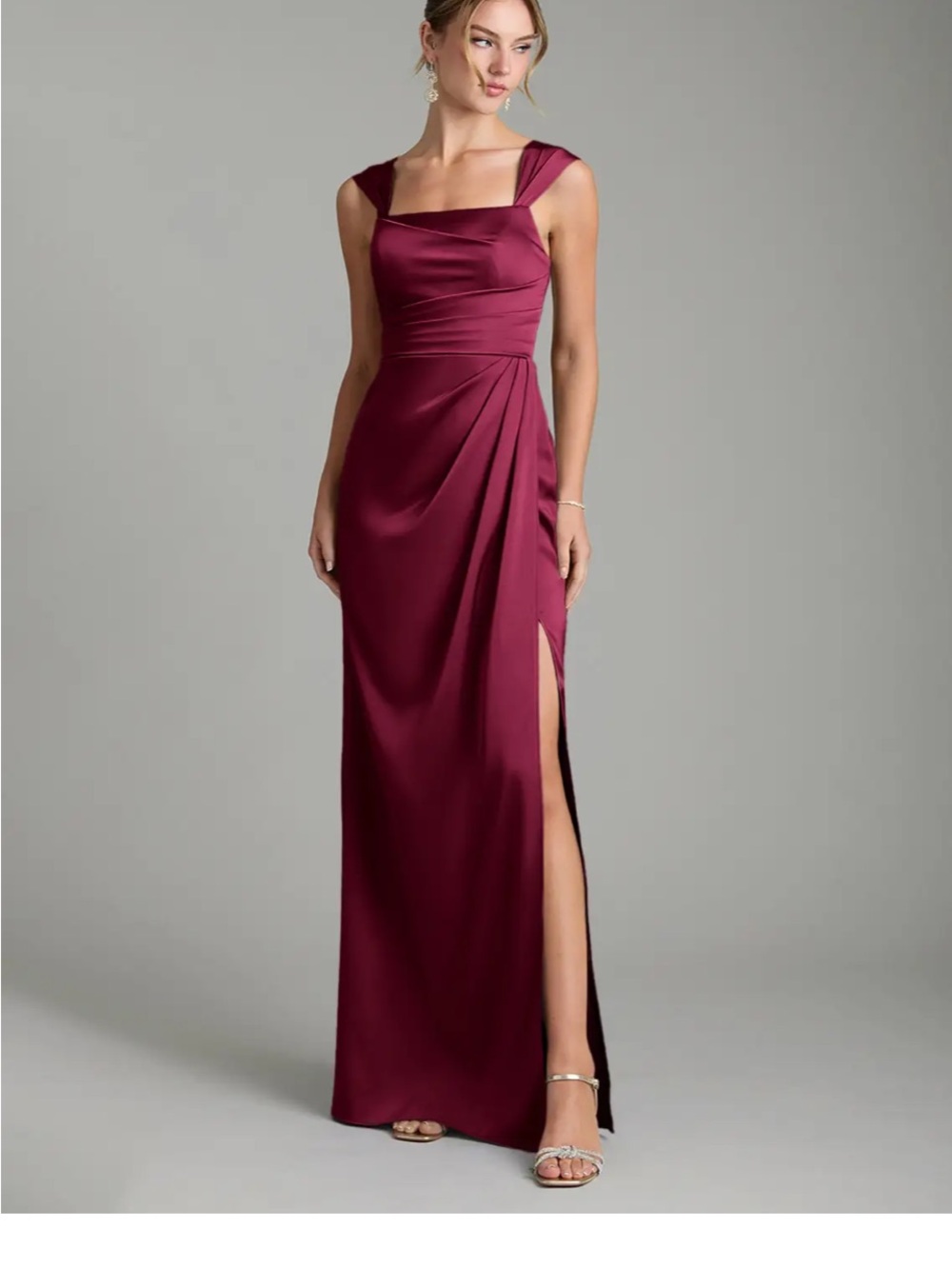 Azazie Filippa Sleeveless Square-Neck Burgundy Bridesmaid Dress
